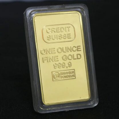 bitcoin bar gold plated front in case