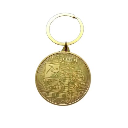 bitcoin key chain metal gold back side