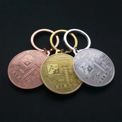 bitcoin key chain metal gold silver rose gold back side