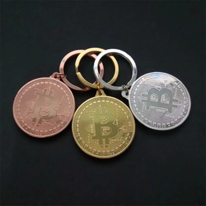 bitcoin key chain metal gold silver rose gold front view