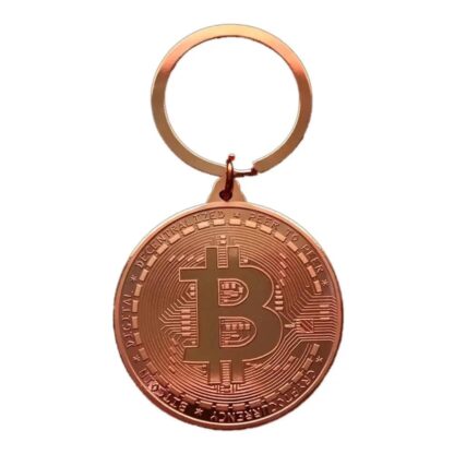 bitcoin key chain metal rose gold front view