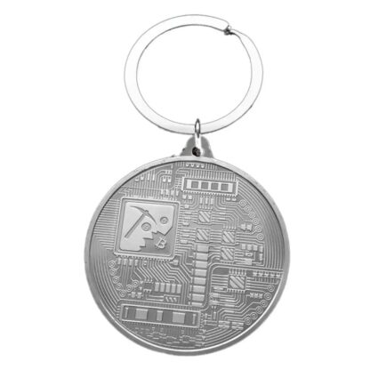 bitcoin key chain metal silver back side