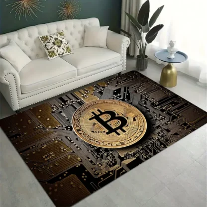 bitcoin pattern floor mat living room demo