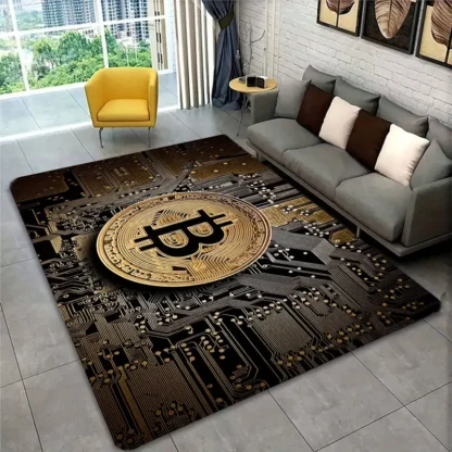 bitcoin pattern floor mat living room with window demo