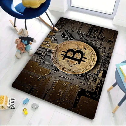 bitcoin pattern floor mat with toys demo